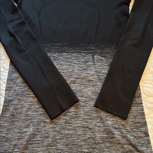 Lululemon Swiftly Tech Long Sleeve Hip Length sz 6 Black Grey Gradient
